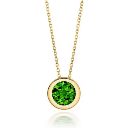 Necklaces & Pendants |   18Ct Yellow Gold Round Peridot Necklace With 18″ Chain Jewellery Necklaces & Pendants