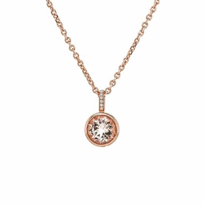 Necklaces & Pendants |   9Ct Rose Gold Diamond And Morganite Rub Over Set Pendant Jewellery Necklaces & Pendants