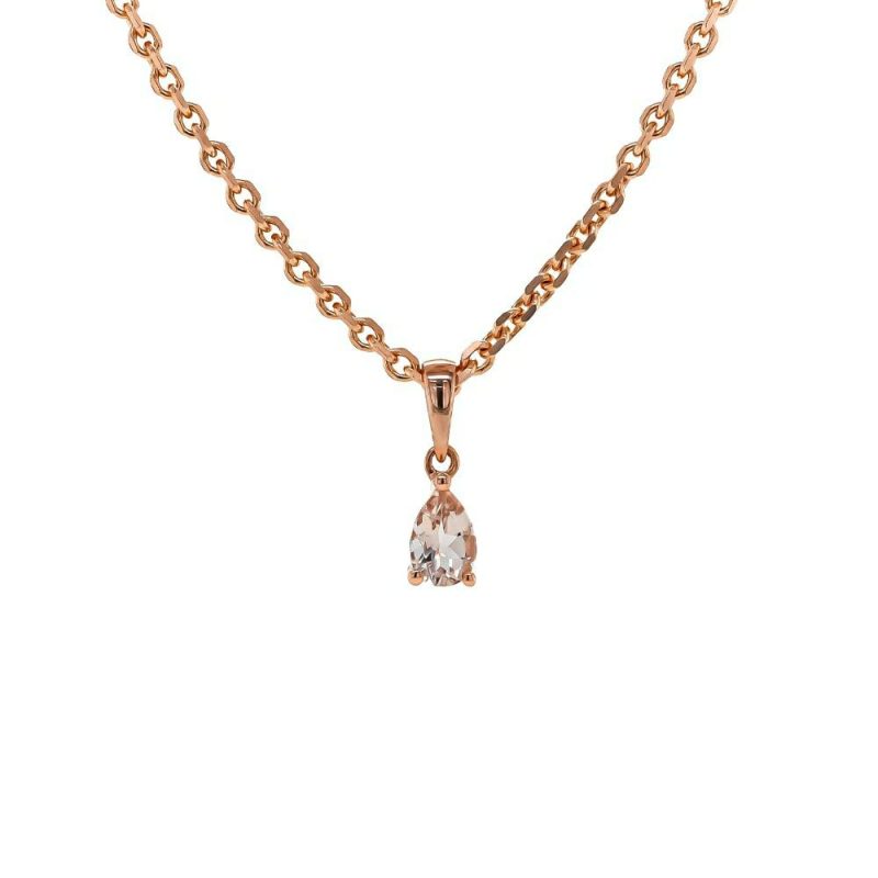 Necklaces & Pendants |   9Ct Rose Gold Pear Shaped Morganite Pendant 0.35Ct Jewellery Necklaces & Pendants