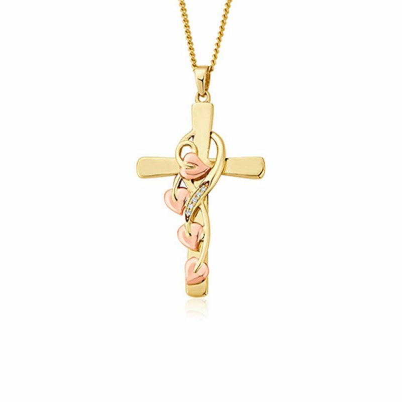 Necklaces & Pendants |   9Ct Tree Of Life Diamond Cross And Chain Gtol0087 Jewellery Necklaces & Pendants