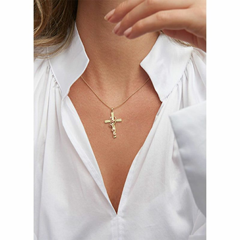 Necklaces & Pendants |   9Ct Tree Of Life Diamond Cross And Chain Gtol0087 Jewellery Necklaces & Pendants