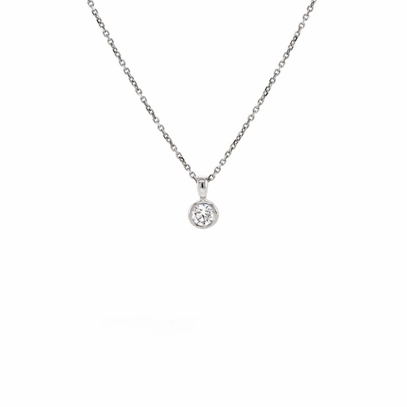 Necklaces & Pendants |   9Ct White Gold 0.13Ct Brilliant Cut Diamond Pendant Jewellery Necklaces & Pendants