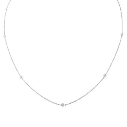 Necklaces & Pendants |   9Ct White Gold 5 Diamond Rub Set Necklace .16Ct Jewellery Necklaces & Pendants