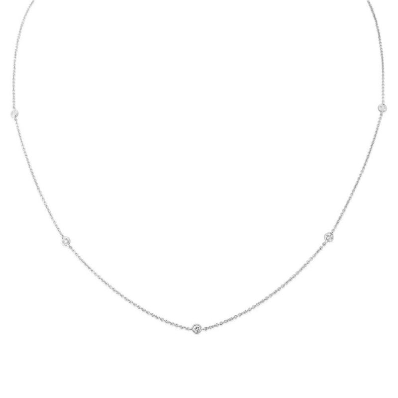 Necklaces & Pendants |   9Ct White Gold 5 Diamond Rub Set Necklace .16Ct Jewellery Necklaces & Pendants