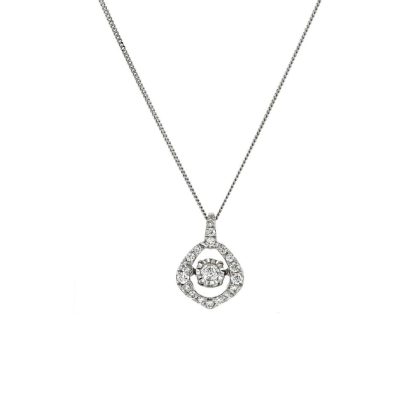 Necklaces & Pendants |   9Ct White Gold Brilliant Cut Diamond Suspended Pendant With 18″ Chain Jewellery Necklaces & Pendants