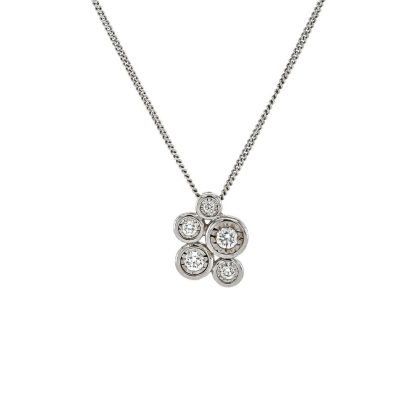 Necklaces & Pendants |   9Ct White Gold Bubble Cluster Diamond Pendant .22Cts Jewellery Necklaces & Pendants