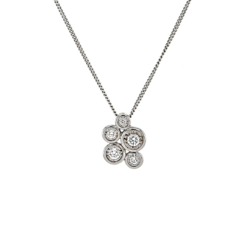 Necklaces & Pendants |   9Ct White Gold Bubble Cluster Diamond Pendant .22Cts Jewellery Necklaces & Pendants