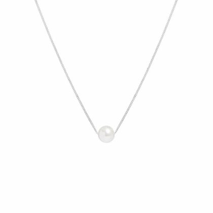 Necklaces & Pendants |   9Ct White Gold Cultured River Pearl Curb Chain 18″ Jewellery Necklaces & Pendants