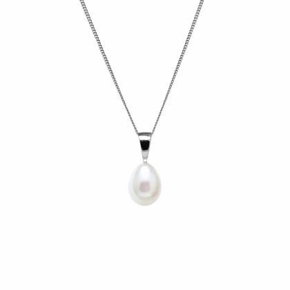 Necklaces & Pendants |   9Ct White Gold Cultured River Pearl Pendant 8Mm Jewellery Necklaces & Pendants