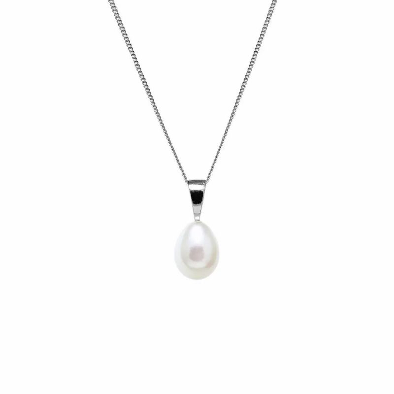 Necklaces & Pendants |   9Ct White Gold Cultured River Pearl Pendant 8Mm Jewellery Necklaces & Pendants