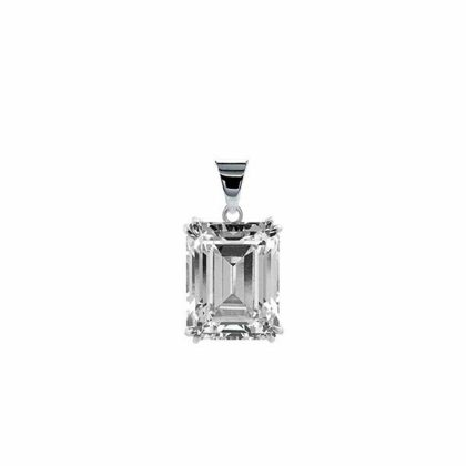 Necklaces & Pendants |   9Ct White Gold Fulton Emerald Cut Double Prong Pendant – Cn9Kw-Fult-W86 Jewellery Necklaces & Pendants