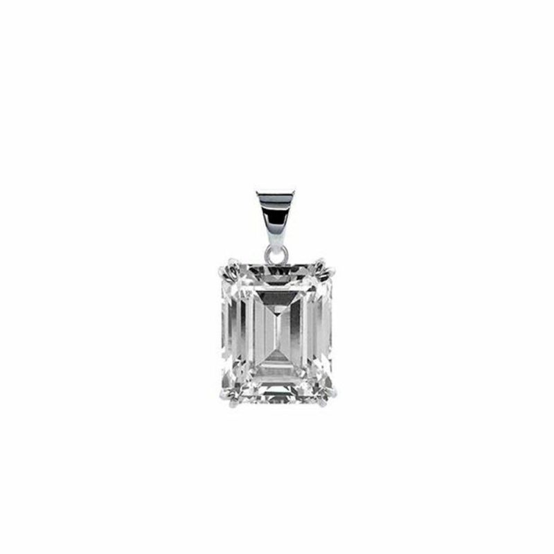 Necklaces & Pendants |   9Ct White Gold Fulton Emerald Cut Double Prong Pendant – Cn9Kw-Fult-W86 Jewellery Necklaces & Pendants