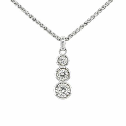 Necklaces & Pendants |   9Ct White Gold Three Stone Diamond Illusion Pendant .15Cts Jewellery Necklaces & Pendants