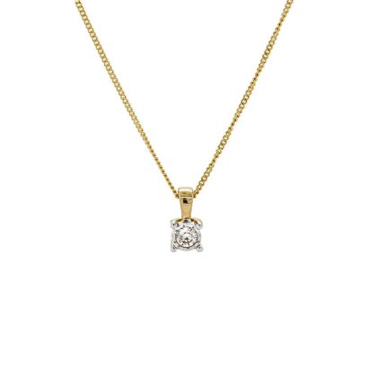 Necklaces & Pendants |   9Ct Yellow And White Diamond Illusion .15Cts Pendant Jewellery Necklaces & Pendants