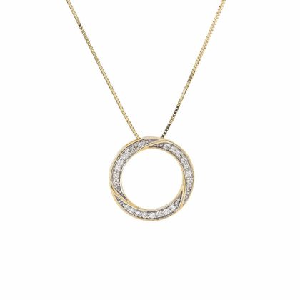 Necklaces & Pendants |   9Ct Yellow Diamond Swirl Circle Pendant And 18″ Chain Jewellery Necklaces & Pendants