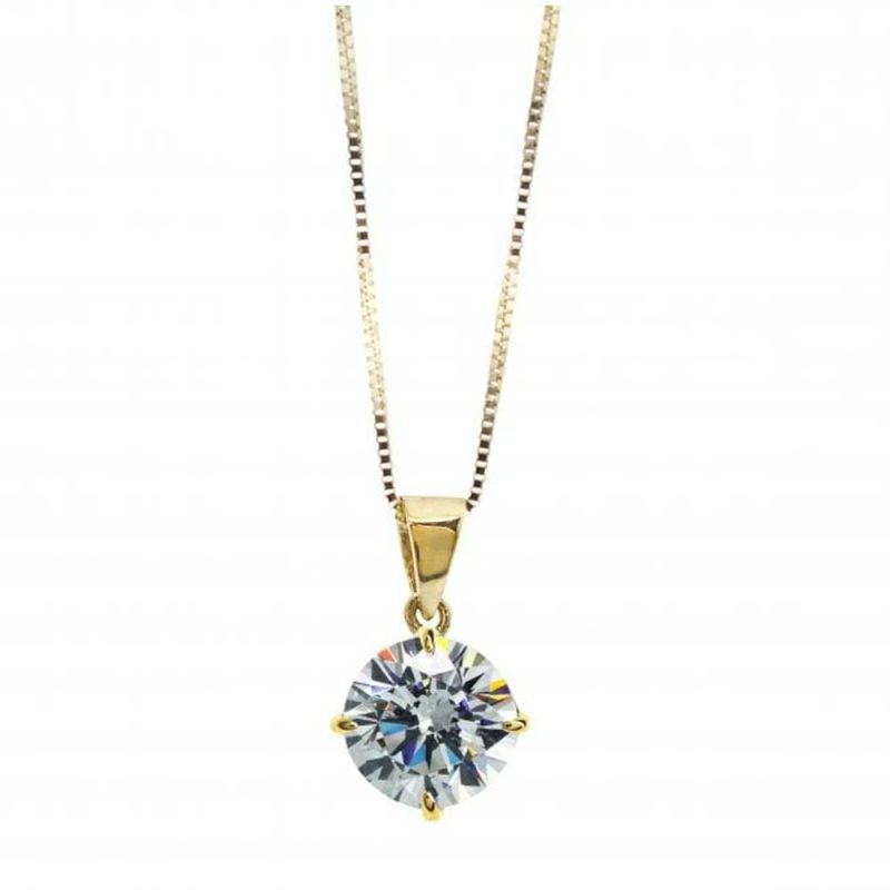 Necklaces & Pendants |   9Ct Yellow Gold Brilliant Cut Claw Set Cz Pendant Cn9Ky-Haze-W65 Jewellery Necklaces & Pendants