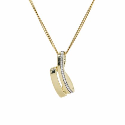 Necklaces & Pendants |   9Ct Yellow Gold Brilliant Cut Diamond Curved Ribbon Pendant Jewellery Necklaces & Pendants