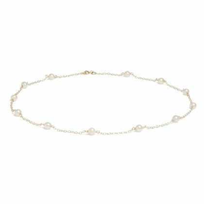 Necklaces & Pendants |   9Ct Yellow Gold Cultured River Pearl Trace Chain Necklace 18″ Jewellery Necklaces & Pendants