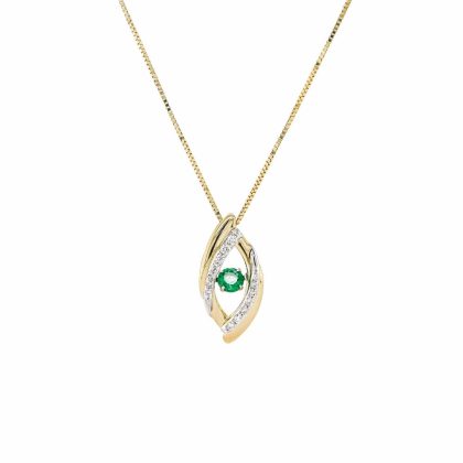 Necklaces & Pendants |   9Ct Yellow Gold Diamond & Emerald Pendant & Chain 18″ Jewellery Necklaces & Pendants