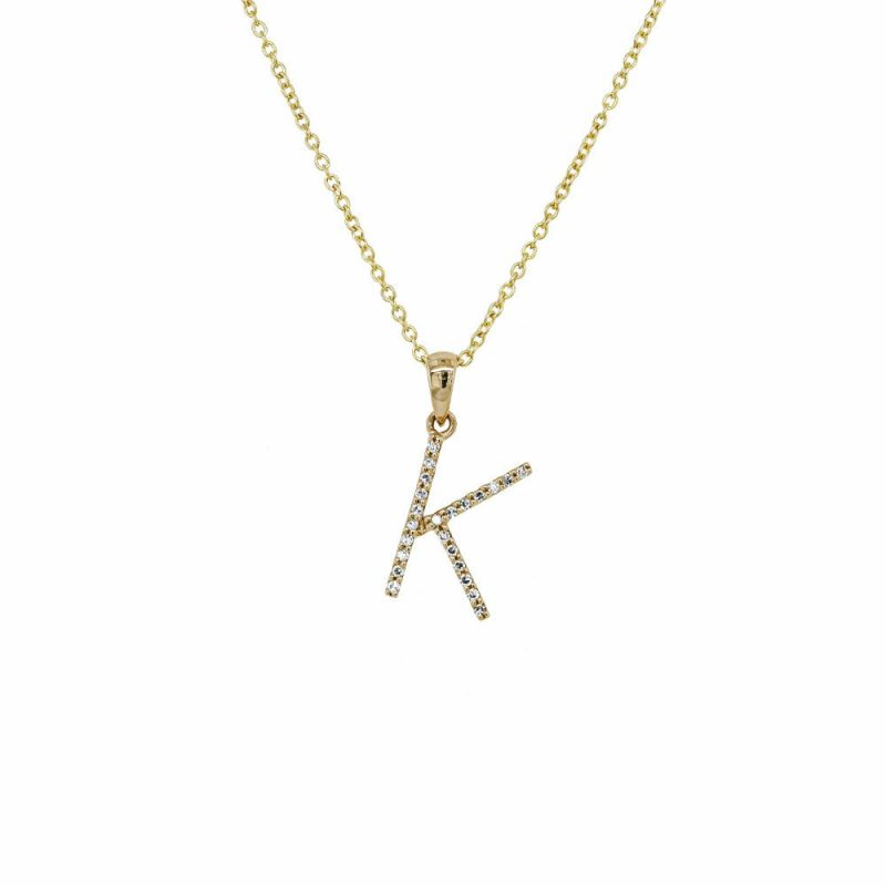 Necklaces & Pendants |   9Ct Yellow Gold Diamond Letter K Pendant Jewellery Necklaces & Pendants