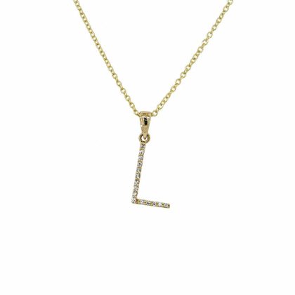 Necklaces & Pendants |   9Ct Yellow Gold Diamond Set Letter L Pendant Jewellery Necklaces & Pendants