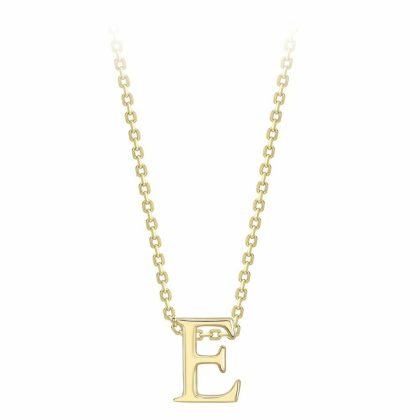 Necklaces & Pendants |   9Ct Yellow Gold Initial E Necklace And 17.5″ Chain Jewellery Necklaces & Pendants