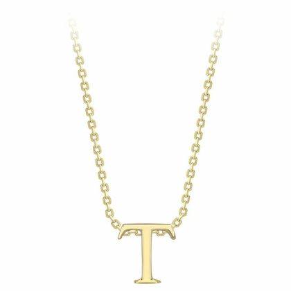 Necklaces & Pendants |   9Ct Yellow Gold Initial T Necklace And 17.5″ Chain Jewellery Necklaces & Pendants