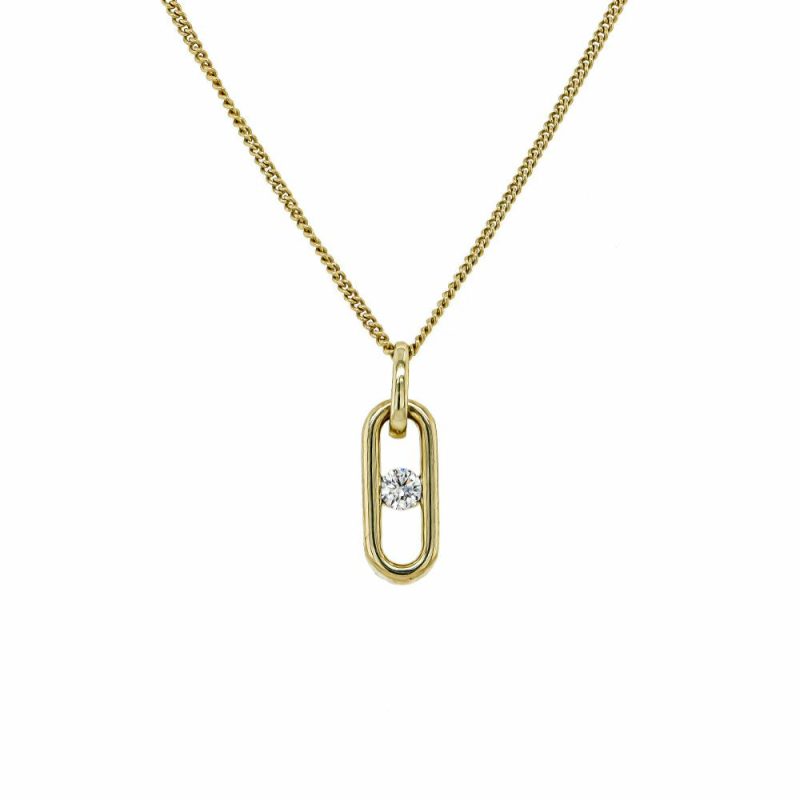 Necklaces & Pendants |   9Ct Yellow Gold Open Loop Diamond Pendant Jewellery Necklaces & Pendants