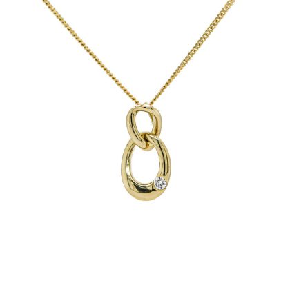 Necklaces & Pendants |   9Ct Yellow Gold Open Oval Loop Diamond Pendant Jewellery Necklaces & Pendants