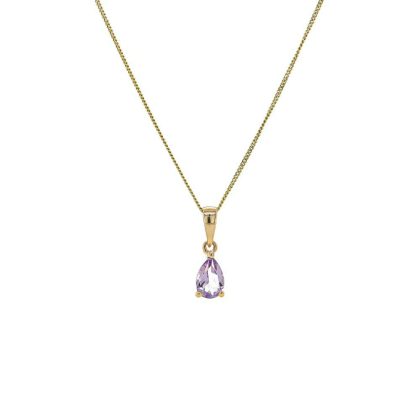 Necklaces & Pendants |   9Ct Yellow Gold Pear Shaped Amethyst Pendant 0.33Ct Jewellery Necklaces & Pendants