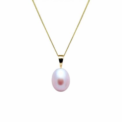 Necklaces & Pendants |   9Ct Yellow Gold Pink Teardrop Cultured River Pearl Pendant 9Mm Jewellery Necklaces & Pendants