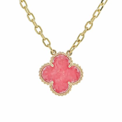 Necklaces & Pendants |   9Ct Yellow Gold Rhodolite Four Leaf Clover Pendant Jewellery Necklaces & Pendants