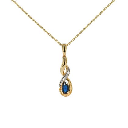 Necklaces & Pendants |   9Ct Yellow Gold Sapphire And Diamond Cross Over Drop Necklace Jewellery Necklaces & Pendants