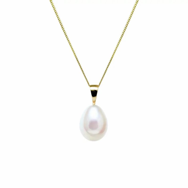 Necklaces & Pendants |   9Ct Yellow Gold White Cultured River Pearl 9Mm Pendant Jewellery Necklaces & Pendants