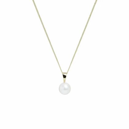 Necklaces & Pendants |   9Ct Yellow Gold White Cultured River Pearl Pendant 8Mm Jewellery Necklaces & Pendants