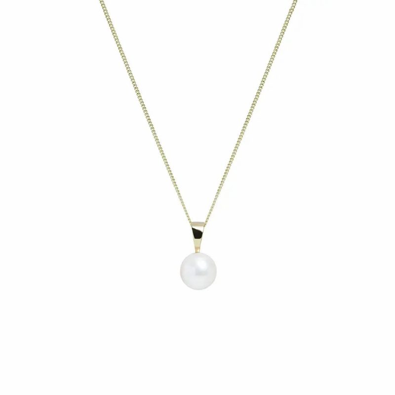 Necklaces & Pendants |   9Ct Yellow Gold White Cultured River Pearl Pendant 8Mm Jewellery Necklaces & Pendants