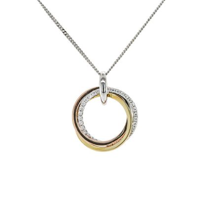 Necklaces & Pendants |   9Ct Yellow White And Rose Three Circle Diamond Pendant Jewellery Necklaces & Pendants