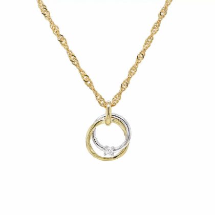 Necklaces & Pendants |   9Ct Yellow & White Gold Diamond Set Entwined Circles Pendant Jewellery Necklaces & Pendants