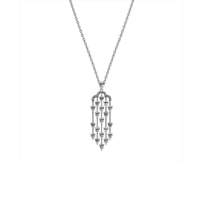 Necklaces & Pendants |   Alba Silver Chandelier Drop Necklace Cn925W-Alba Jewellery Necklaces & Pendants