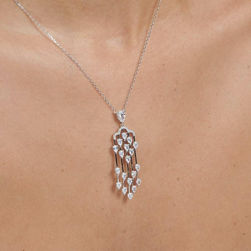 Necklaces & Pendants |   Alba Silver Chandelier Drop Necklace Cn925W-Alba Jewellery Necklaces & Pendants