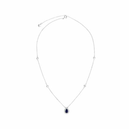 Necklaces & Pendants |   Emile Silver White Gold Plated  Sapphire Cz Necklace Cn925W-Emil-Sa Jewellery Necklaces & Pendants