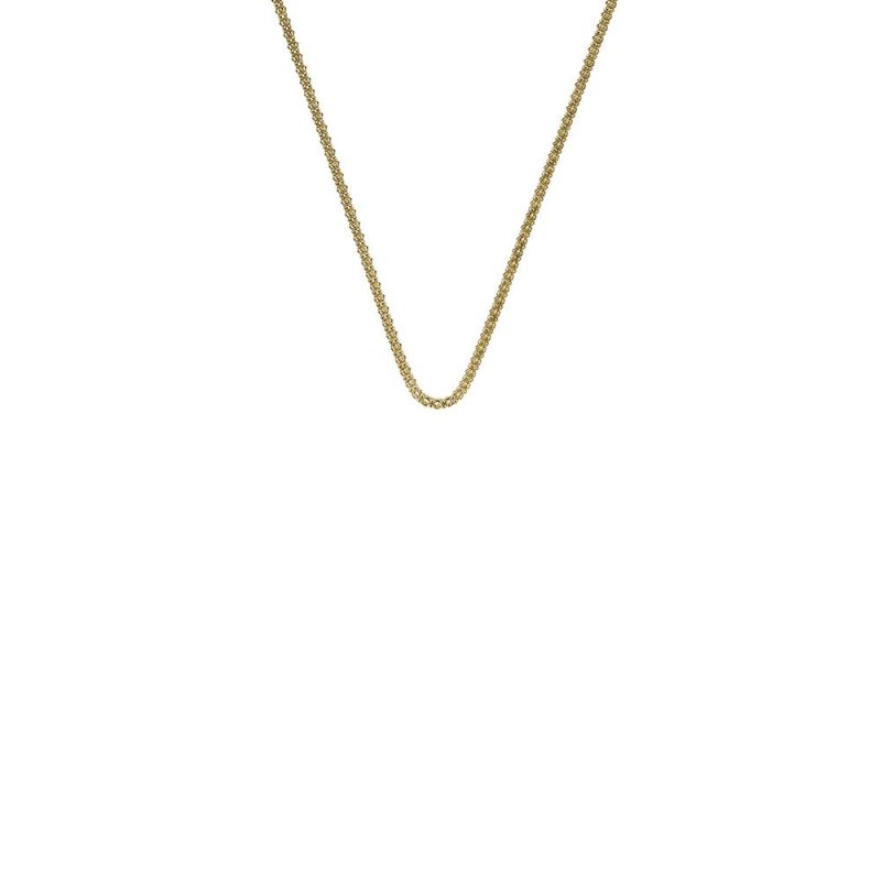 Necklaces & Pendants |   Emozioni By 18″ Yellow Gold Plated Sterling Silver Popcorn Chain Ch040 Jewellery Necklaces & Pendants