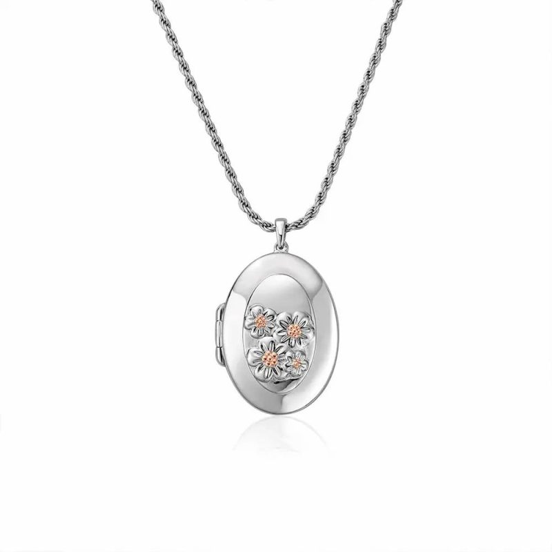 Necklaces & Pendants |   Forget Me Knot Silver And Rose Locket 3Sfmn0618 Jewellery Necklaces & Pendants