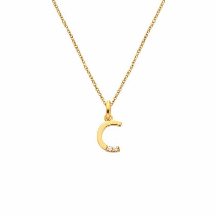 Necklaces & Pendants |   Gold Plated Letter C Pendant And Chain Dp941 Jewellery Necklaces & Pendants