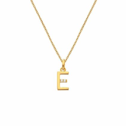 Necklaces & Pendants |   Gold Plated Letter E Pendant And Chain Dp943 Jewellery Necklaces & Pendants