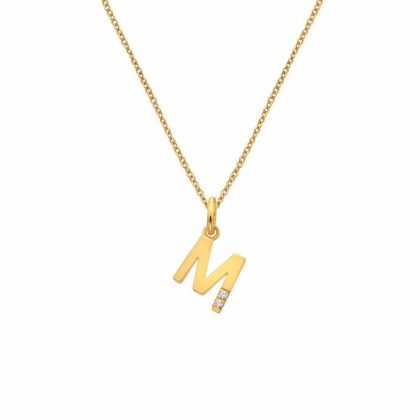 Necklaces & Pendants |   Gold Plated Letter M Pendant And Chain Dp951 Jewellery Necklaces & Pendants