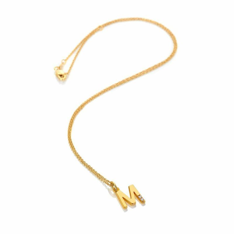 Necklaces & Pendants |   Gold Plated Letter M Pendant And Chain Dp951 Jewellery Necklaces & Pendants