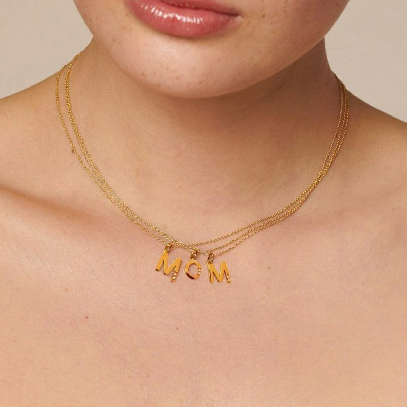 Necklaces & Pendants |   Gold Plated Letter M Pendant And Chain Dp951 Jewellery Necklaces & Pendants