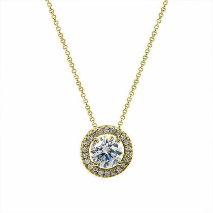 Necklaces & Pendants |   Gwen Round Borderset Pendant Necklace Cn925Y-Gwen-W Jewellery Necklaces & Pendants