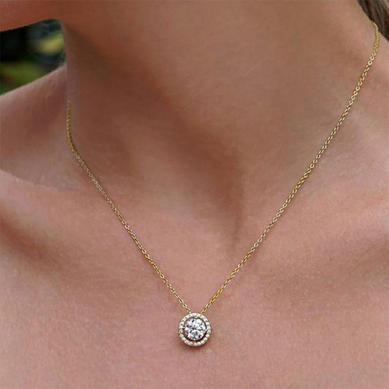 Necklaces & Pendants |   Gwen Round Borderset Pendant Necklace Cn925Y-Gwen-W Jewellery Necklaces & Pendants